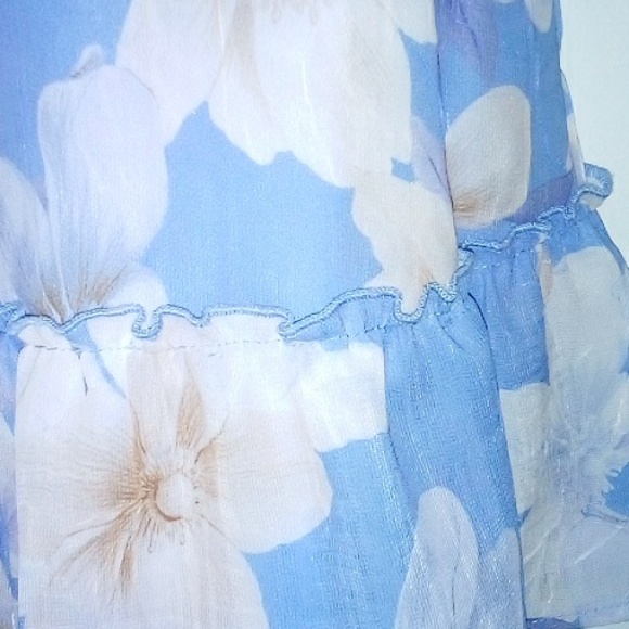 Joie Blue Ruffled V-neck Floral Tie Waist Midi Dress - Picture 6 of 8